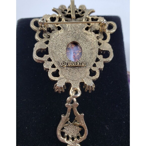 Vintage 1970's Sarah Conventry Contessa Faux Fire Opal Bracelet Brooch Clips Set - Picture 6 of 16